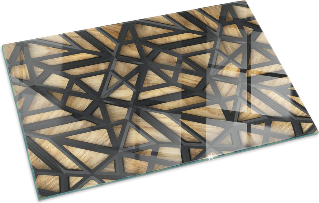 Geometrie mit Holz – Glasbodenplatte für – Kaminofen – Kaminplatte Glas – Schutzglas – Funkenschutzplatte –Glasbodenplatte Feuerfeste ...
