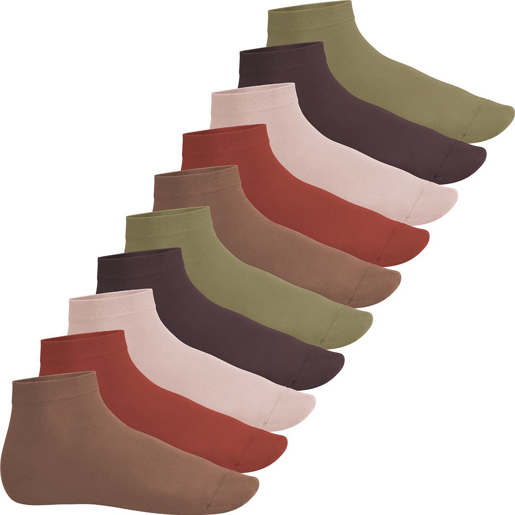 Footstar EVERYDAY! 10 Paar Damen Herren Quarter Socken - Herbstfarben 35-38