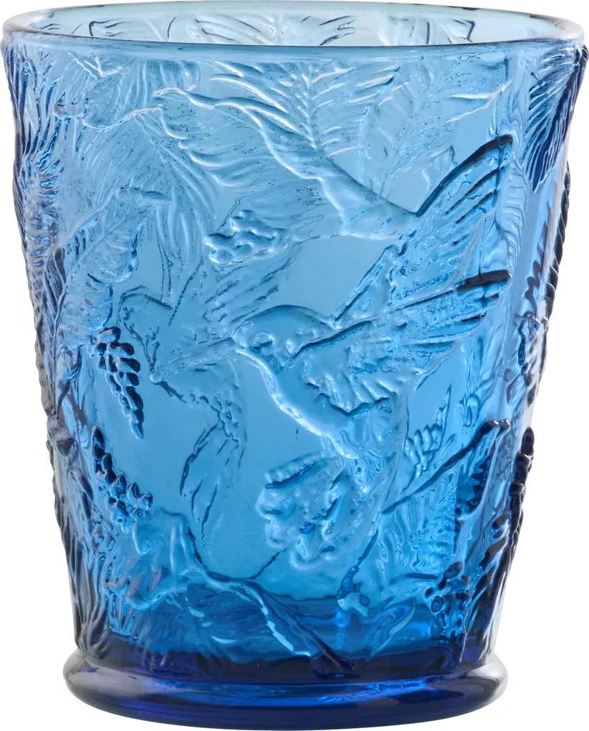 Verre oiseaux J-Line bleu pour décoration de table et service de jus
