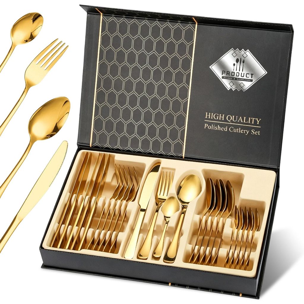 Besteck Set, 6 Personen Geschirrset, 24-teiliges Edelstahl Produktbild 
