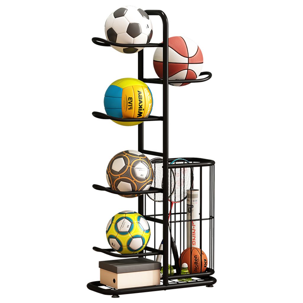 Metall-Ballspender für Fußbälle, Basketbälle und Volleyballbälle – fasst bis zu 5 Bälle, Schwarz