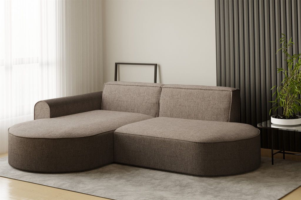 Ecksofa Designersofa BONDY in Stoff Neve Cappuccino Ottomane Links