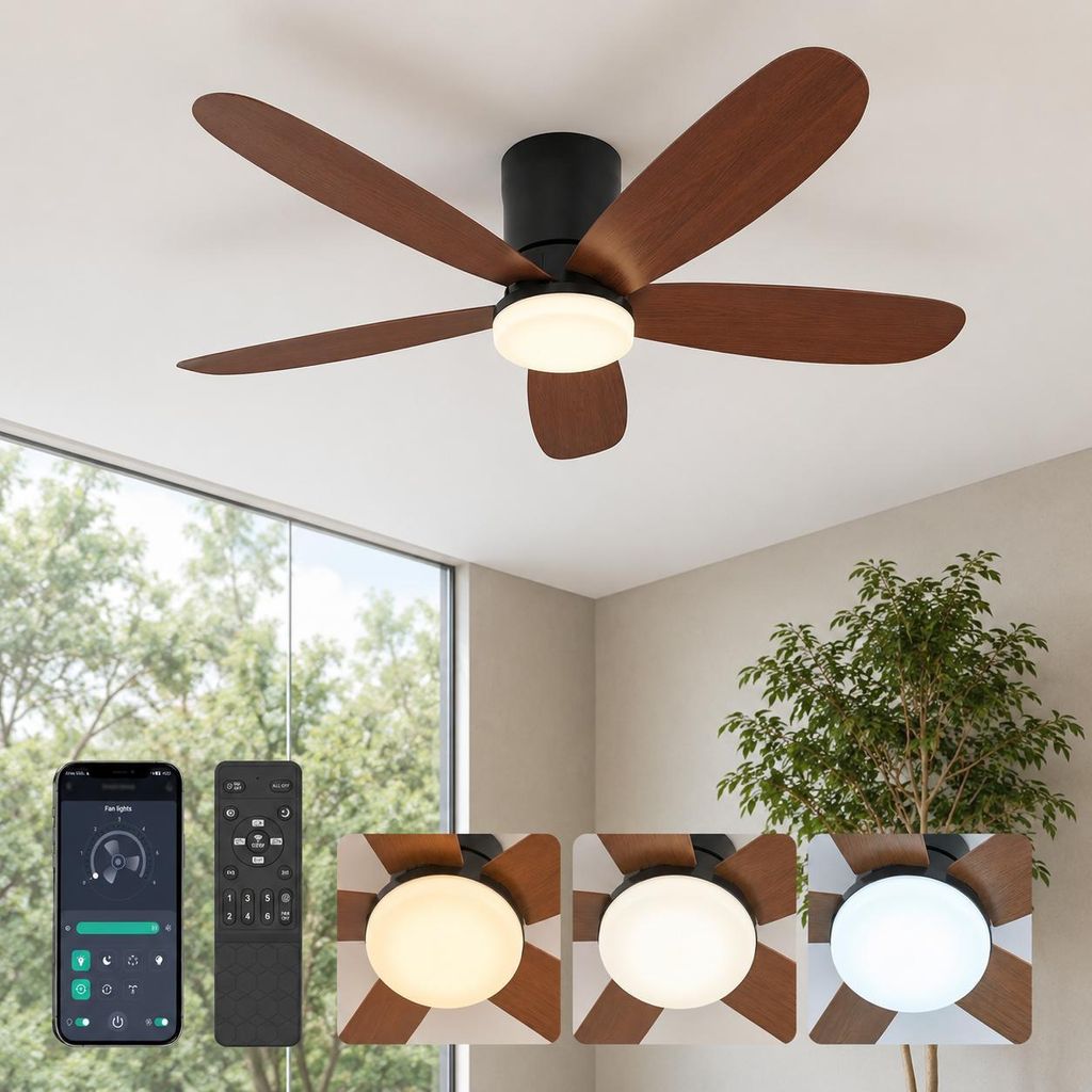 Wentylator sufitowy Ø106 cm z oświetleniem LED, sterowaniem Zdjęcie produktu 