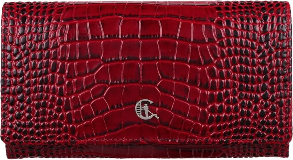 Portefeuille en cuir grainé Croco PD1602s162 avec rangements multiples