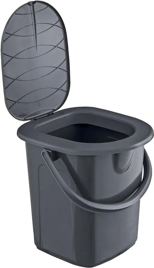 Toilettes de camping portables 22L recyclées - Charge 120kg - Gris Anthracite