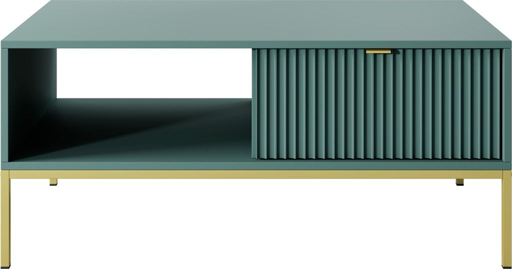 Tisch, Couchtisch, Kaffeetisch, Couchtisch mit Schublade, kleine Bank- 104 x 48 x 68 cm -Tisch Light L104 Türkis + Gold