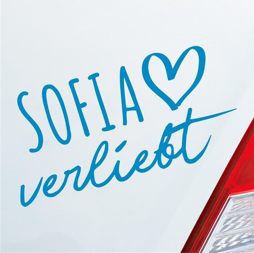 Auto Aufkleber Sofia verliebt Herz Stadt Heimat Liebe Car 19x10 cm Hellblau Sticker Heckscheibenaufkleber