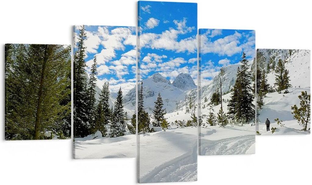 Bild auf Leinwand - Leinwandbild - Tal Wolken Lawine Sport - 125x70cm - Wand Bild - Wanddeko - Leinwanddruck - Bilder - Kunstdruck - Wanddekoration...