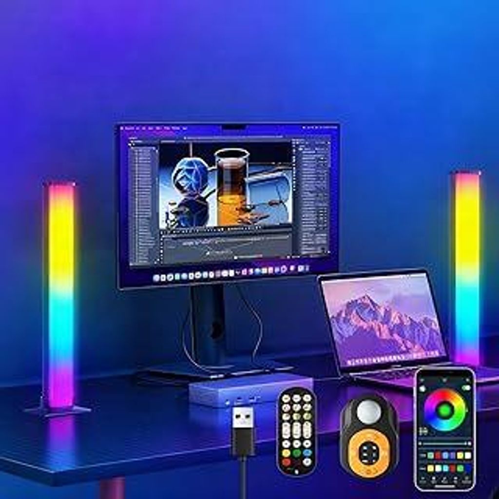 LED Lightbar mit Bewegungsmelder, RGB Lampe Led TV Hintergrundbeleuchtung Bewegungsmelder Licht, App-Steuerung und Fernbedienung, USB Ambient Light...