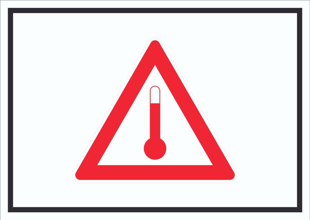 Schild Gefahrgutklasse Hot Symbol Heiß A4 Rückseite selbstklebend