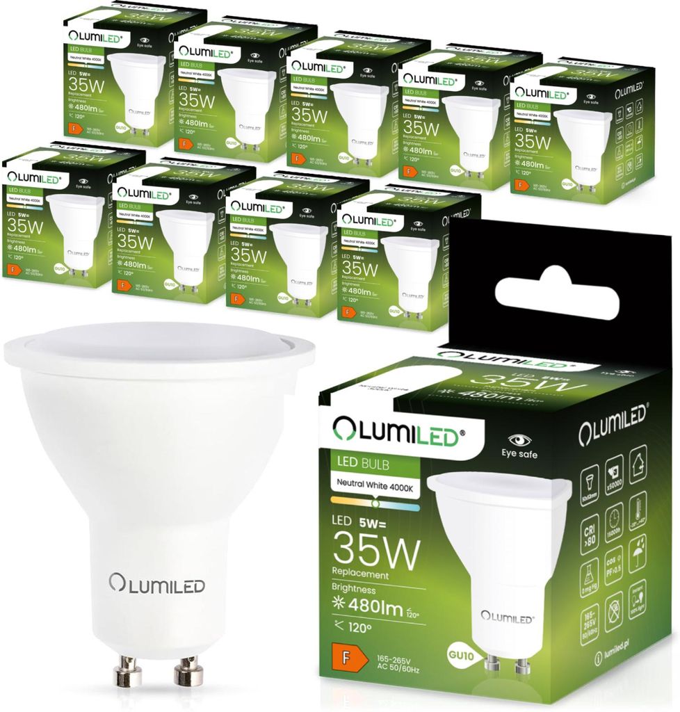 LUMILED GU10 LED Lampe 5W 480 Lm Leuchtmittel 4000K Produktbild 