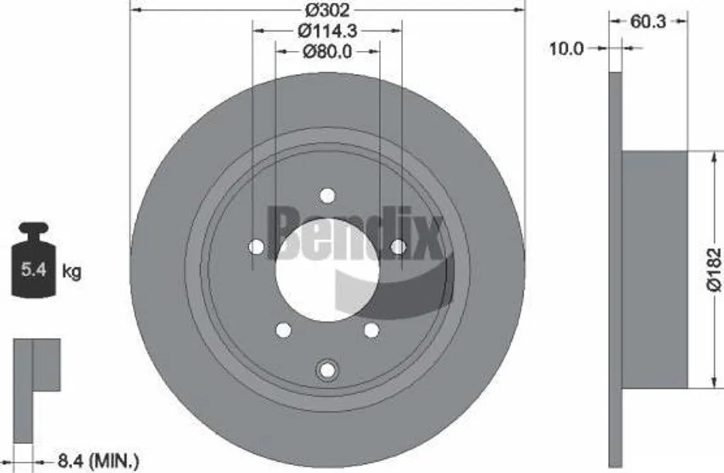 Disque de frein BENDIX BDS1471 OE 04743999AA pour Sebring et ASX