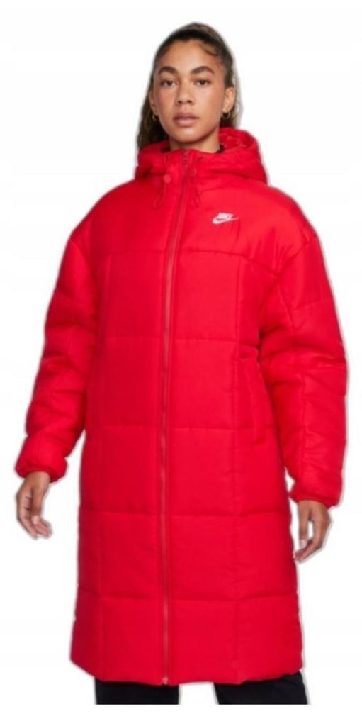 Nike Damen Winterjacke aus Synthetik mit langem Schnitt und integrierter Kapuze