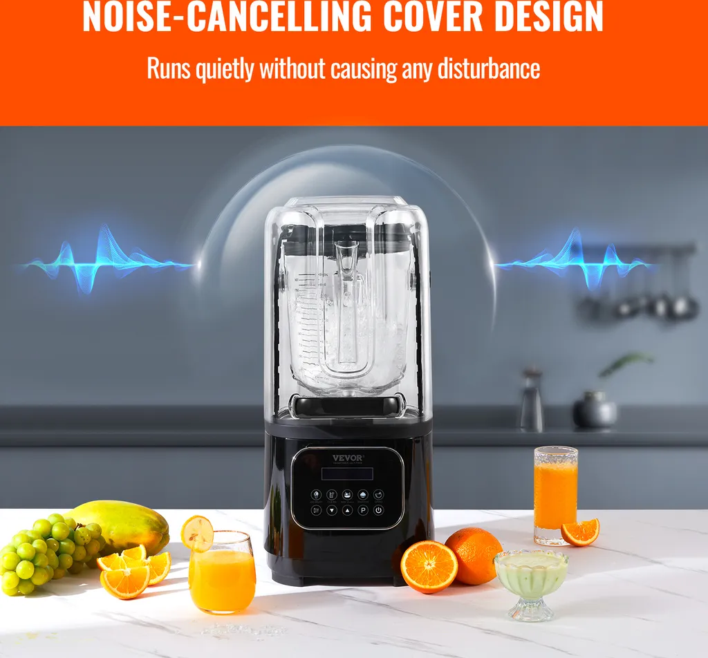 Frullatore Nero VEVOR 2L: Mixer Bar per Cocktail e Frozen Drinks 2200W - 5