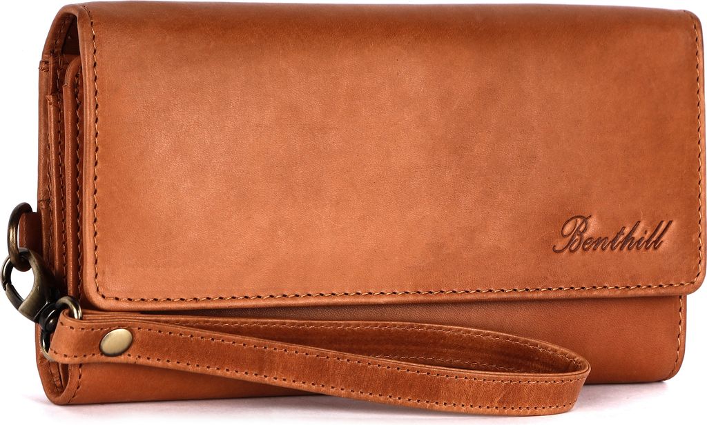 Benthill Geldbörse Damen Groß Echt Leder | Vintage Portemonnaie mit vielen Kartenfächer | Grosser Geldbeutel mit RFID Schutz inkl. Geschenkbox