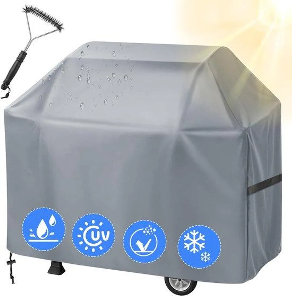 Bâche de Protection Barbecue à Gaz Imperméable 147x61x122cm Anti-UV Gris