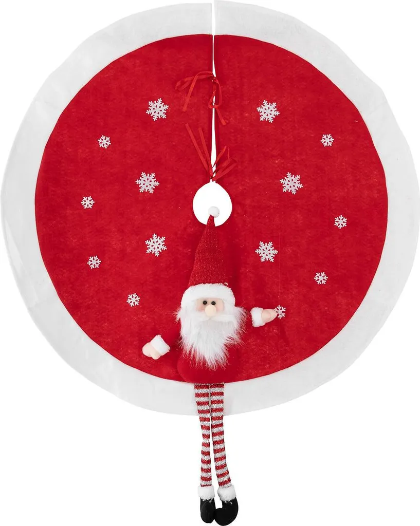 Tapis pied de sapin Père Noël 90 cm en textile doux pour décoration