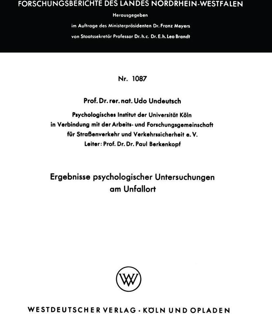 Ergebnisse psychologischer Untersuchungen am Unfallort