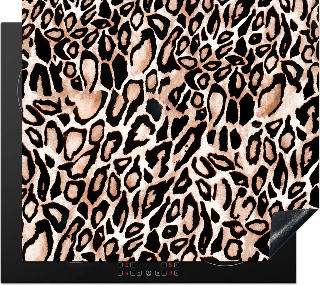 KitchenYeah Herdabdeckplatte Panther Druck - Flecken - Schwarz , 60x52cm, Küche Deko, Glaskeramikfeld Herdabdeckung, Abdeckplatte fùr Kochfeld