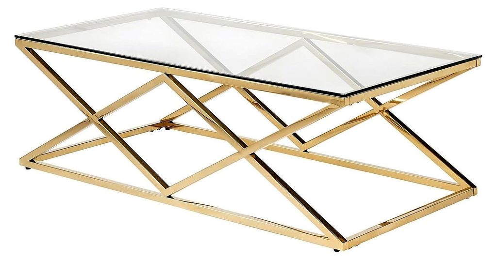 Couchtisch - Glas & Stahl - Goldfarben - Charlotte
