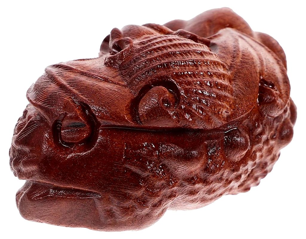 Holzfigur Kröte Geschnitzt Tischdekoration aus Massivholz Handgefertigte Holzkunst für Auto, Wohnzimmer und Büro Tragbare Holzskulptur als Dekoa...