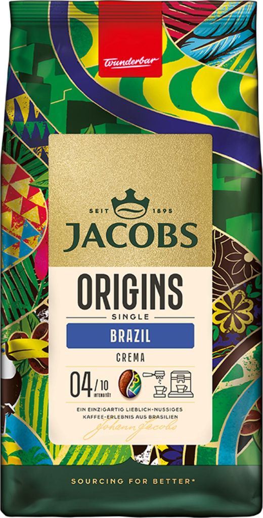 Jacobs Origins Kaffee ganze Bohnen Brazil lieblich-nussig 1000g