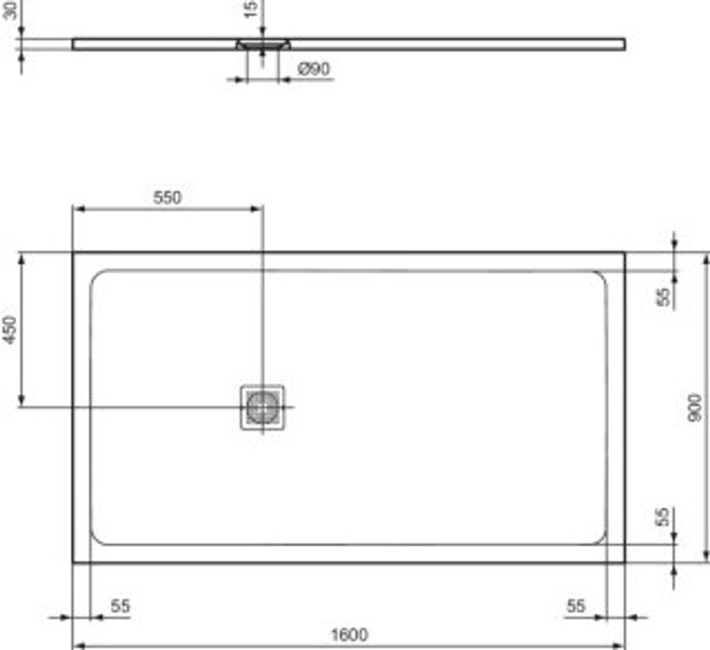 IDEAL STANDARD T5601FR Rechteck-Brausewanne Ultra Flat S +