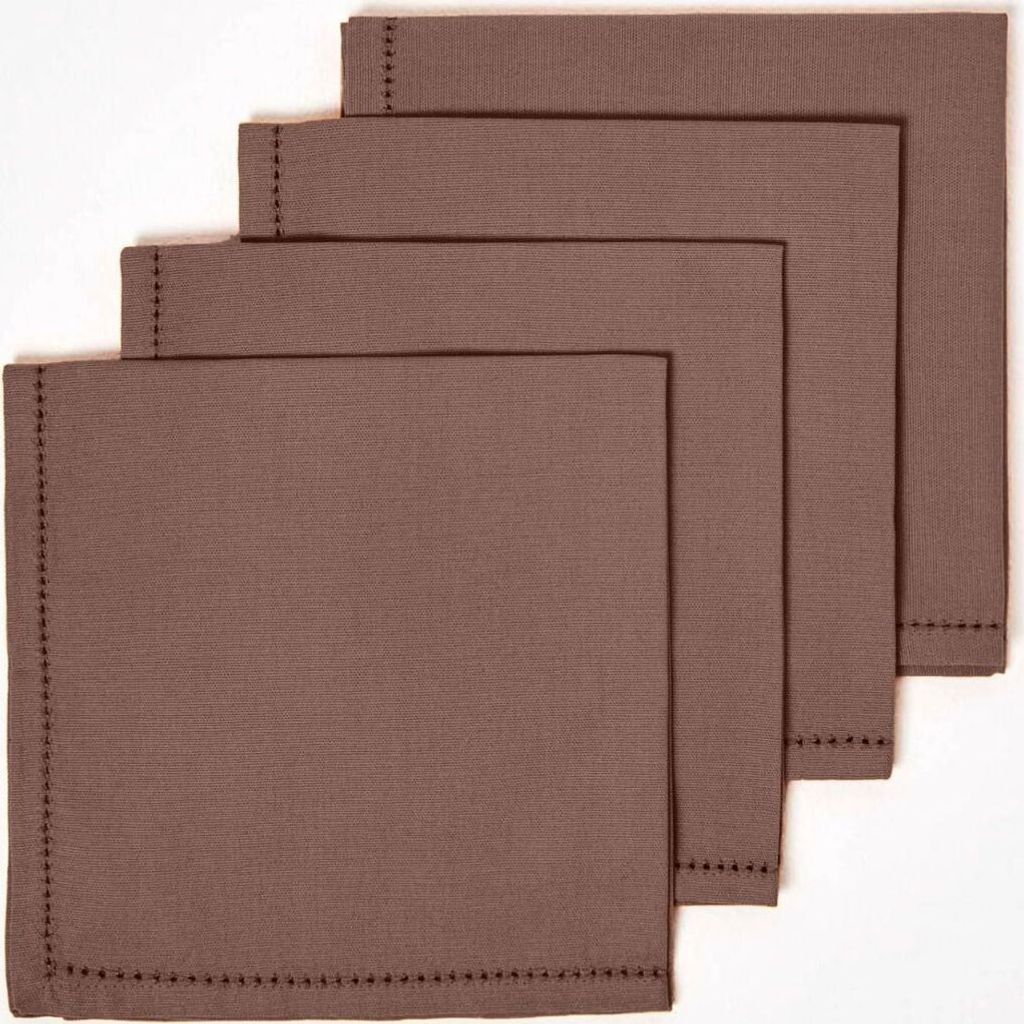 HOMESCAPES Stoffservietten aus Baumwolle, 4er-Set, braun