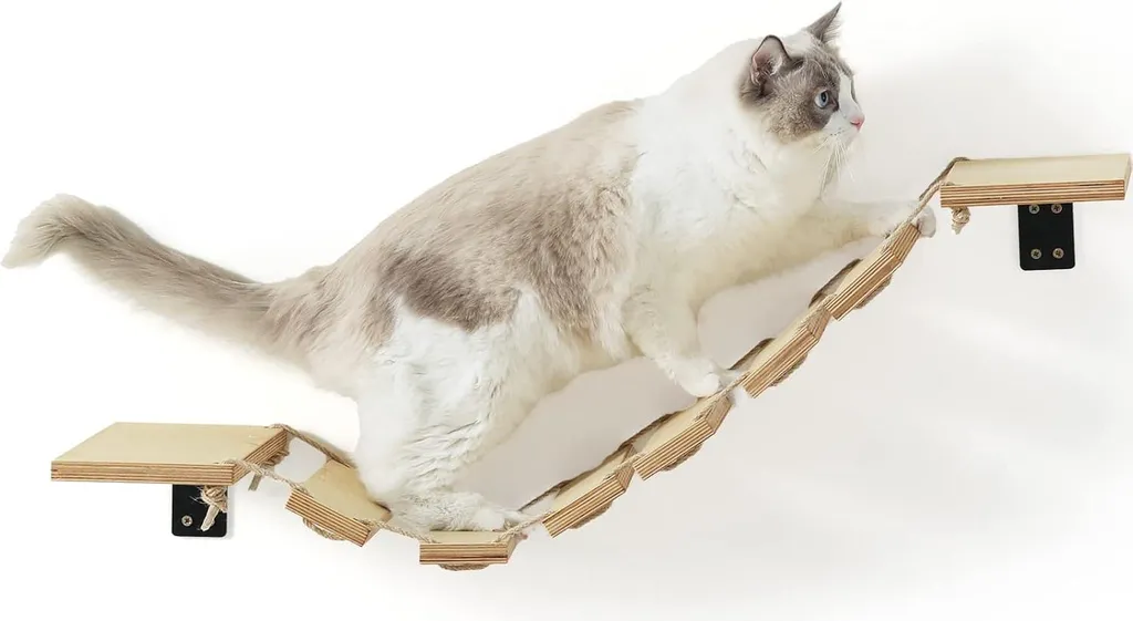 Pont pour chat mural de 325 cm avec escalier bois pour grand chat