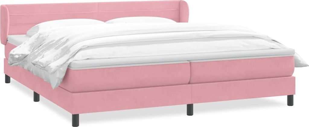 Boxspringbett mit Matratzen Rosa 180x210 cm Samt