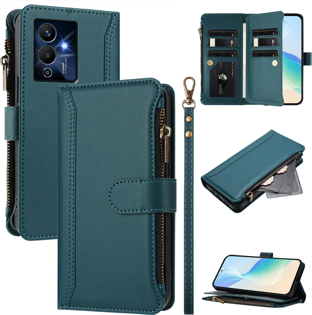 Custodia Elegante Verde Infinix Note 12 Pro 5G con Cerniera