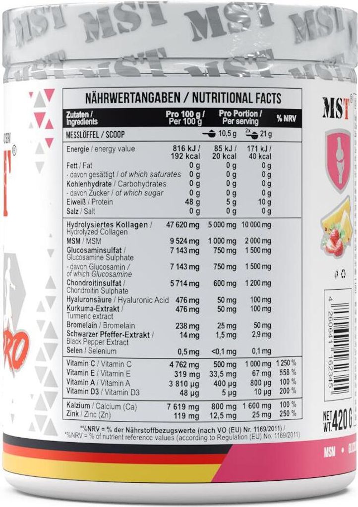 Flex Pro 420g Strawberry-pineapple | Collagen | Glucosamine | Chondroitin | MSM | Hyaluronic Acid | Vitaminen und Miniraelen