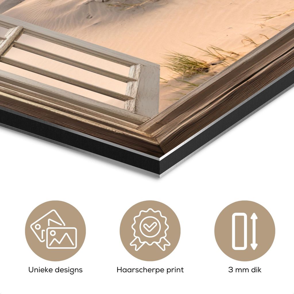 MuchoWow Wanddekoration Metall Metallbild Wandkunst 90x90 cm Aussicht - Strand - Dünen - Natur - Landschaft MuchoWow Aluminium Gemälde - Dekorati...