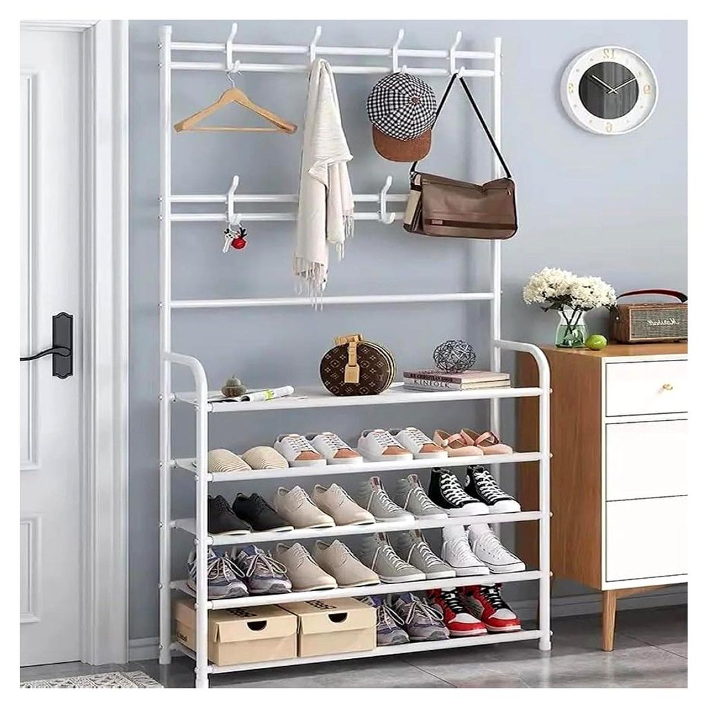 Schuhschrank, Schlafzimmer, Stehgarderobe, Schuhregal, Eingangsbereich, Kleiderschrank, Weiß, 170 x 80 x 25,5 cm