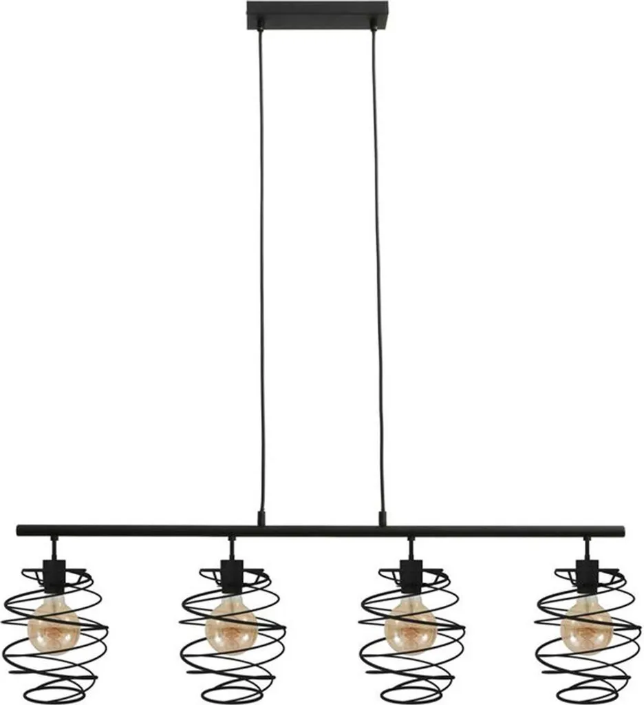 Grande Suspension pour Îlot de Cuisine et Table à Manger Métal Noir 4x E27