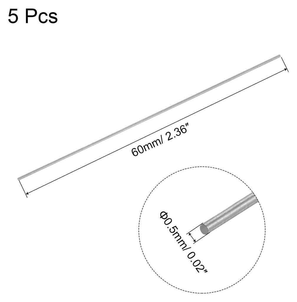 5 Stš¹ck Edelstahlst?be 0,5x60mm, HSS Rundstange Hohe H?rte, Hohe Pr?zision, Metallstange, Geeignet fš¹r die Mikrobearbeitung und Schneidwerkzeuge