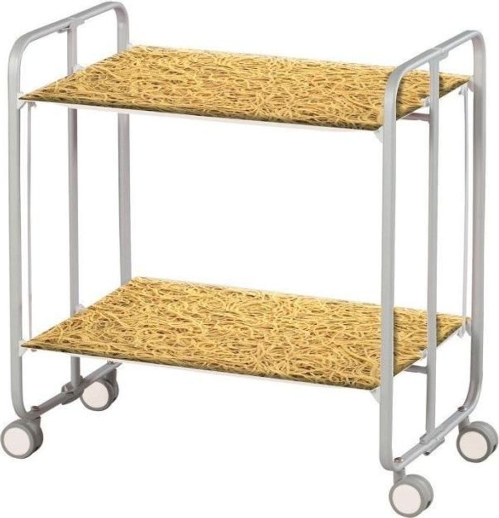 DON HIERRO - Klappbarer Servierwagen BAUHAUS mit Rollen – Metallgestell grau, 2 Ebenen, 4 Positionen