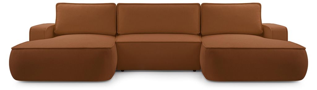 Masseno Ecksofa SOLO mit Schlaffunktion U-Form, Sofa mit Bettkasten, Wohnzimmersofa, Couch, Soffa, Bettsofa, Couchgarnitur- Orange, GERRA 25