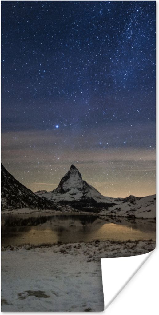 MuchoWow Poster Alpen - Sternenhimmel - Zelt 75x150 cm - Dekoration für die Wände
