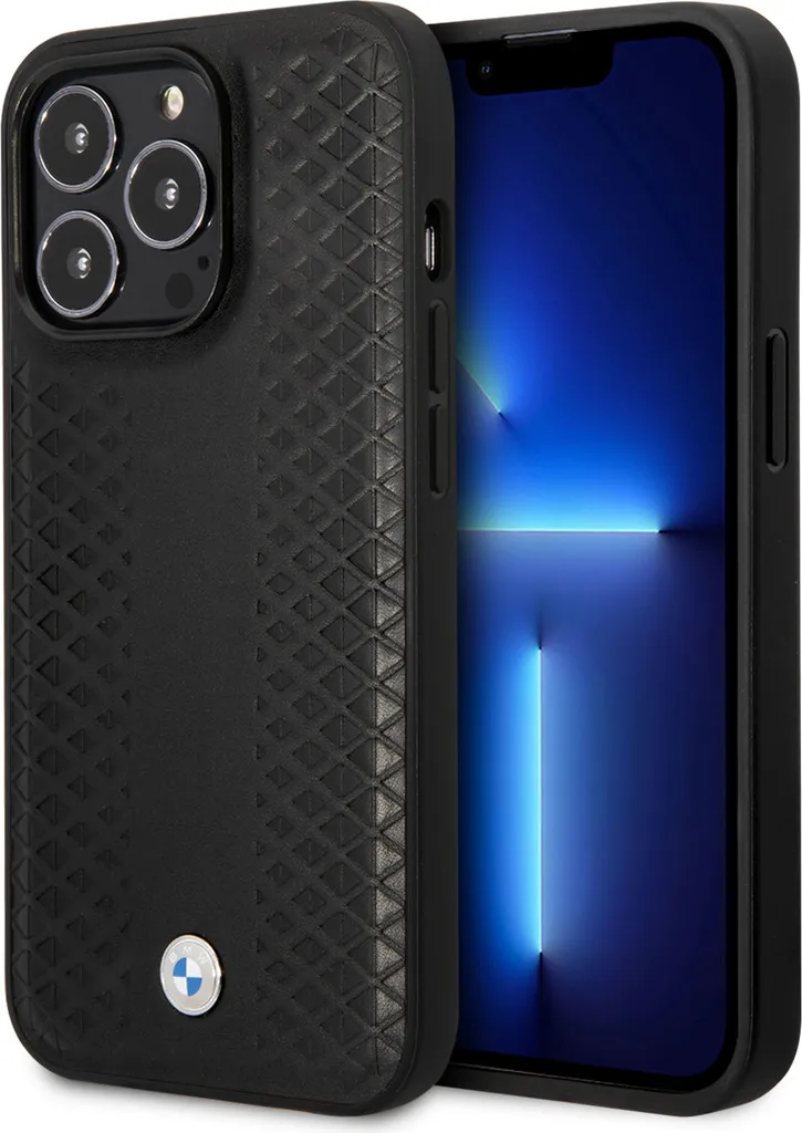 Custodia BMW iPhone 14 Pro Nero Pelle Diamante | Shop Accessori Lusso
