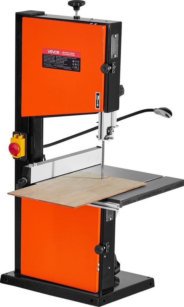 VEVOR Bandsäge, Schnittbreite 254 mm, Zweigang-Holzbandsäge mit 373-W-Motor (1/2 PS), Schnitthöhe 160 mm, 335x340 mm Gusseisentisch, mit 360°-A...
