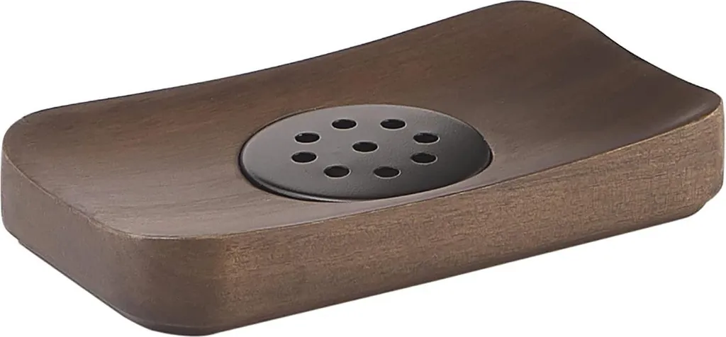 Porte-savon en bois brun noyer Dafne accessoire de salle de bain design