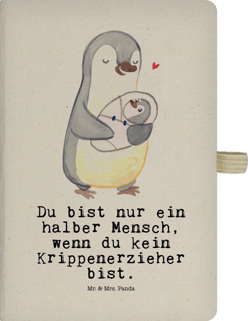 Mr. & Mrs. Panda Tagebuch Krippenerzieher Herz - Transparent - Geschenk, Adressbuch, notizbuch, Journal, Erzieher, Kladde, Reisetagebuch, Kindertag...