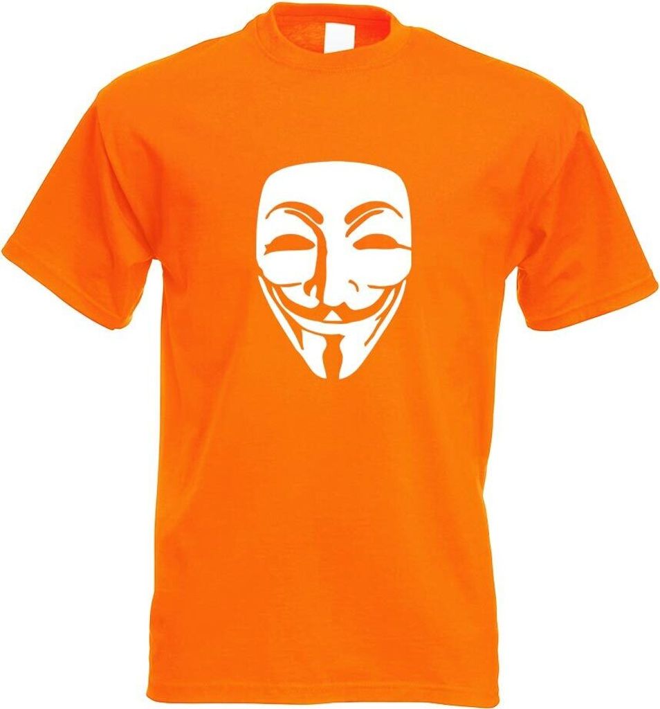 Kiwistar - T-Shirt - orange - Anonymous Maske Motiv Bedruckt Funshirt Design Print - mit Motiv Bedruckt - Funshirt Design - Sport - Freizeit - Herr...