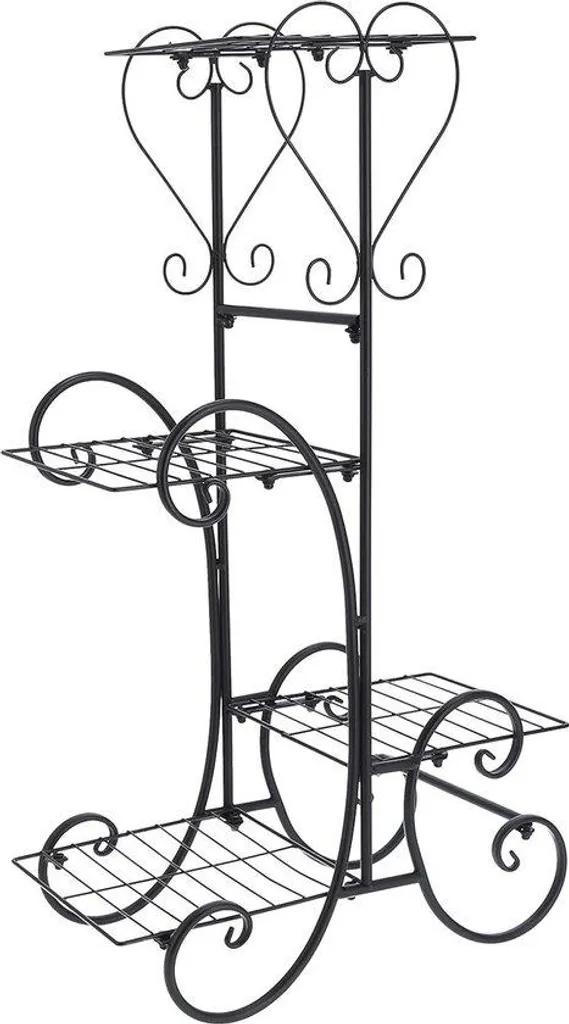 Étagère porte-plante en métal blanc 4 étages pour terrasse et balcon chic