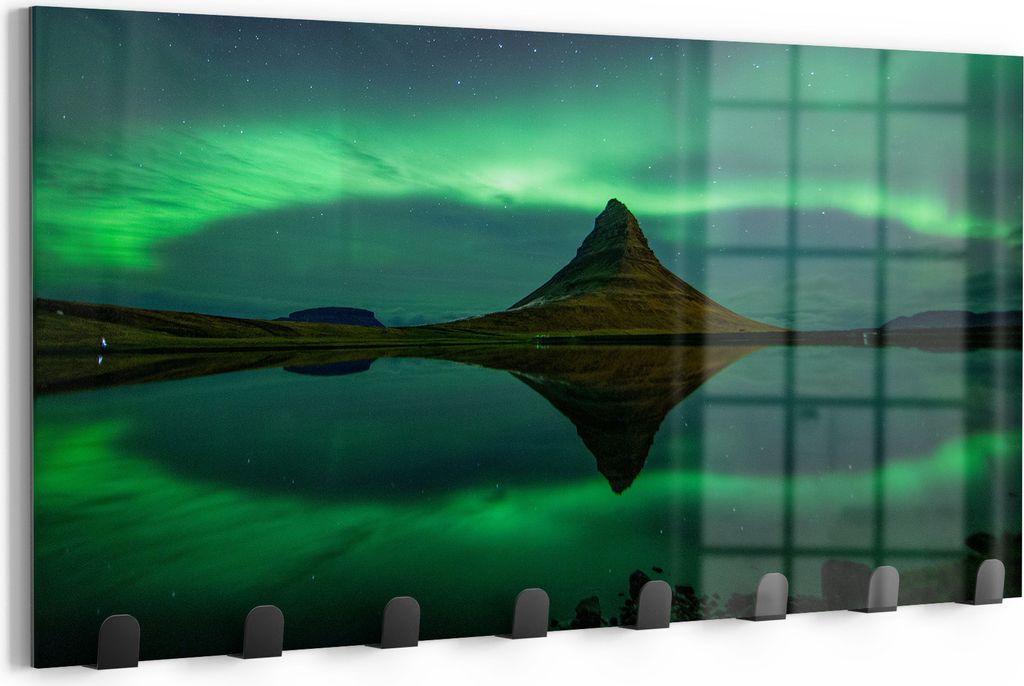 DEQORI Kleiderhaken Glas 60x30 cm 'Magischer Lichttanz' Wand Garderobe beschreibbar Paneel