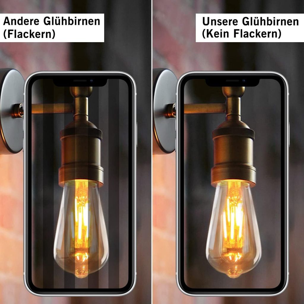 ZMH 6x LED Edison Glühbirne E27 Vintage Glühlampe Warmweiß Produktbild 3