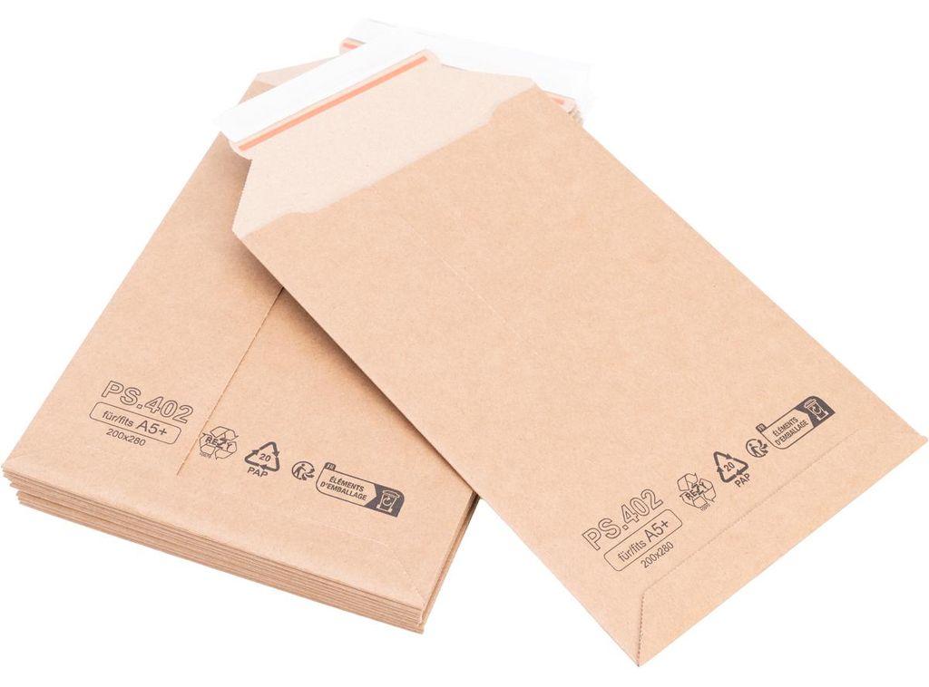 500 Wellpappversandtaschen 200 x 280 mm für A5+ Kartonversandtasche Versandtasche Pappe selbstklebend