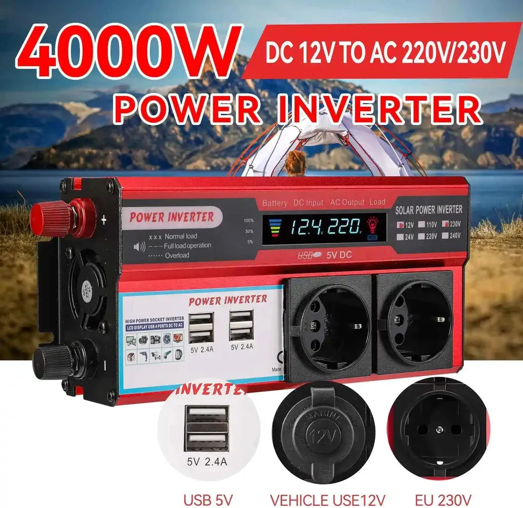 Convertitore 12V 220V 4000W Bianco | Efficienza 80% | Display LED - 3