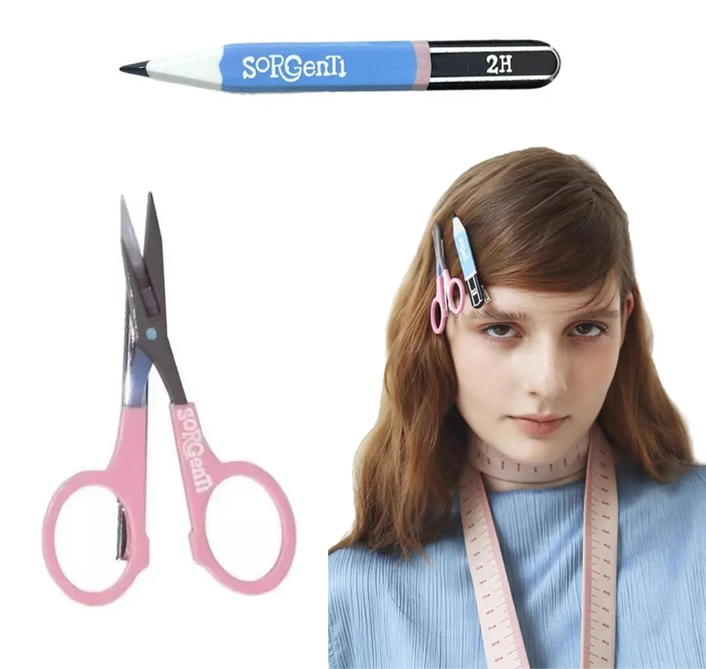 Barrettes Crayon en Résine Résistante - Duo Rose et Bleu Style Élégant